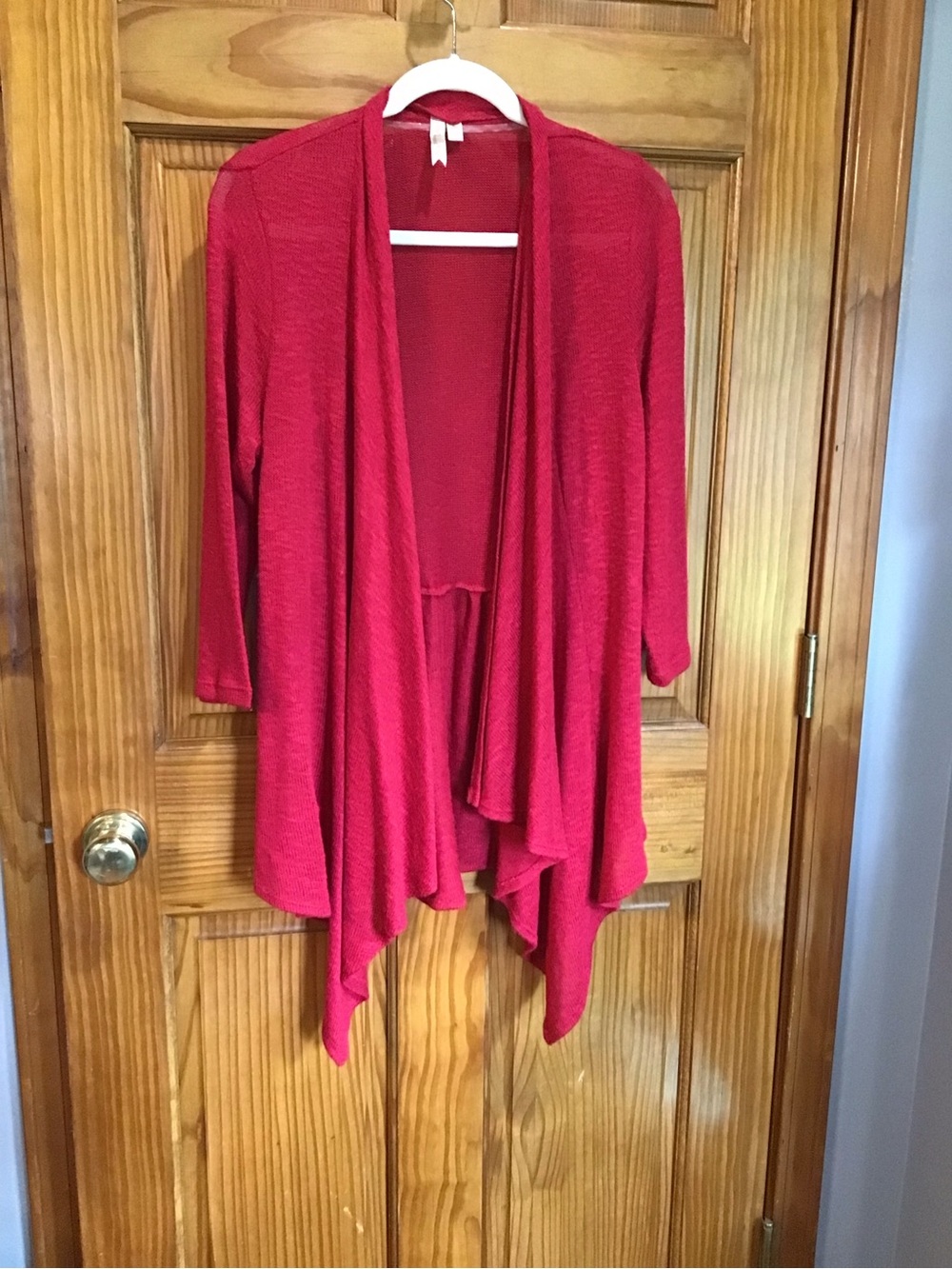 Chenault Red Draped Open-Front Cardigan